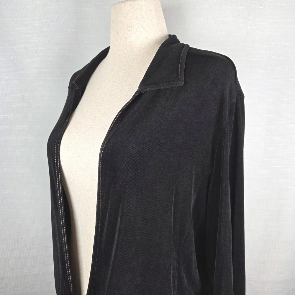 Chico's Travelers Black Tie Front Long Sleeve Topper Women's Size 3 (XL) Layer - Picture 2 of 7